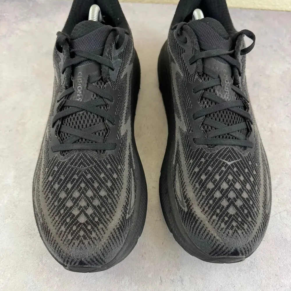 HOKA Clifton 9 Mens 12 D Black Running Shoes 1127895 BBLC